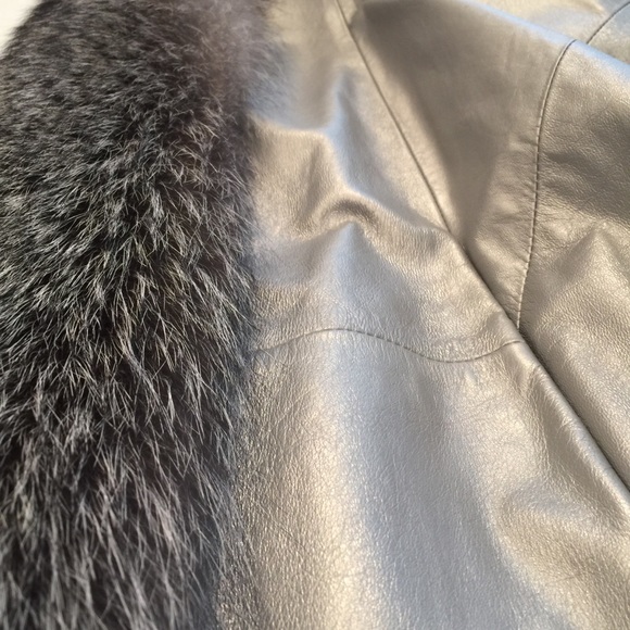 Michaela Fur metallic genuine leather fur jacket - Picture 8 of 12